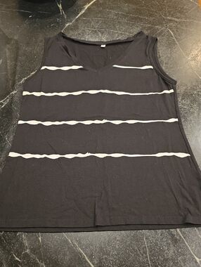 Black and White  Striped Tank Top EUC Size Medium